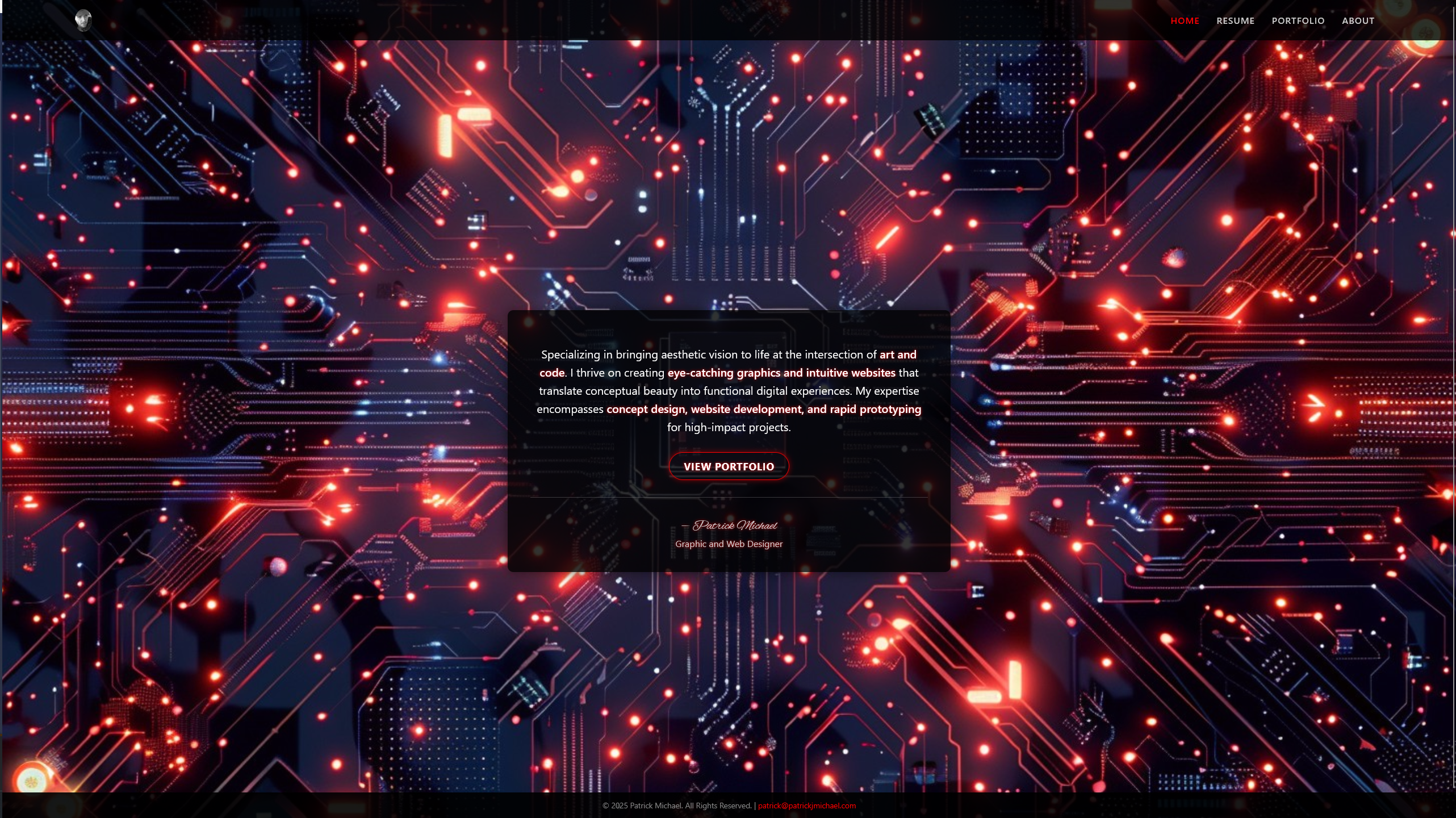 Patrick Michael Portfolio Website Screenshot